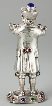 Hanau Silver Bejewelled Cabochon Musician - 13 Loth, Trumpet Player